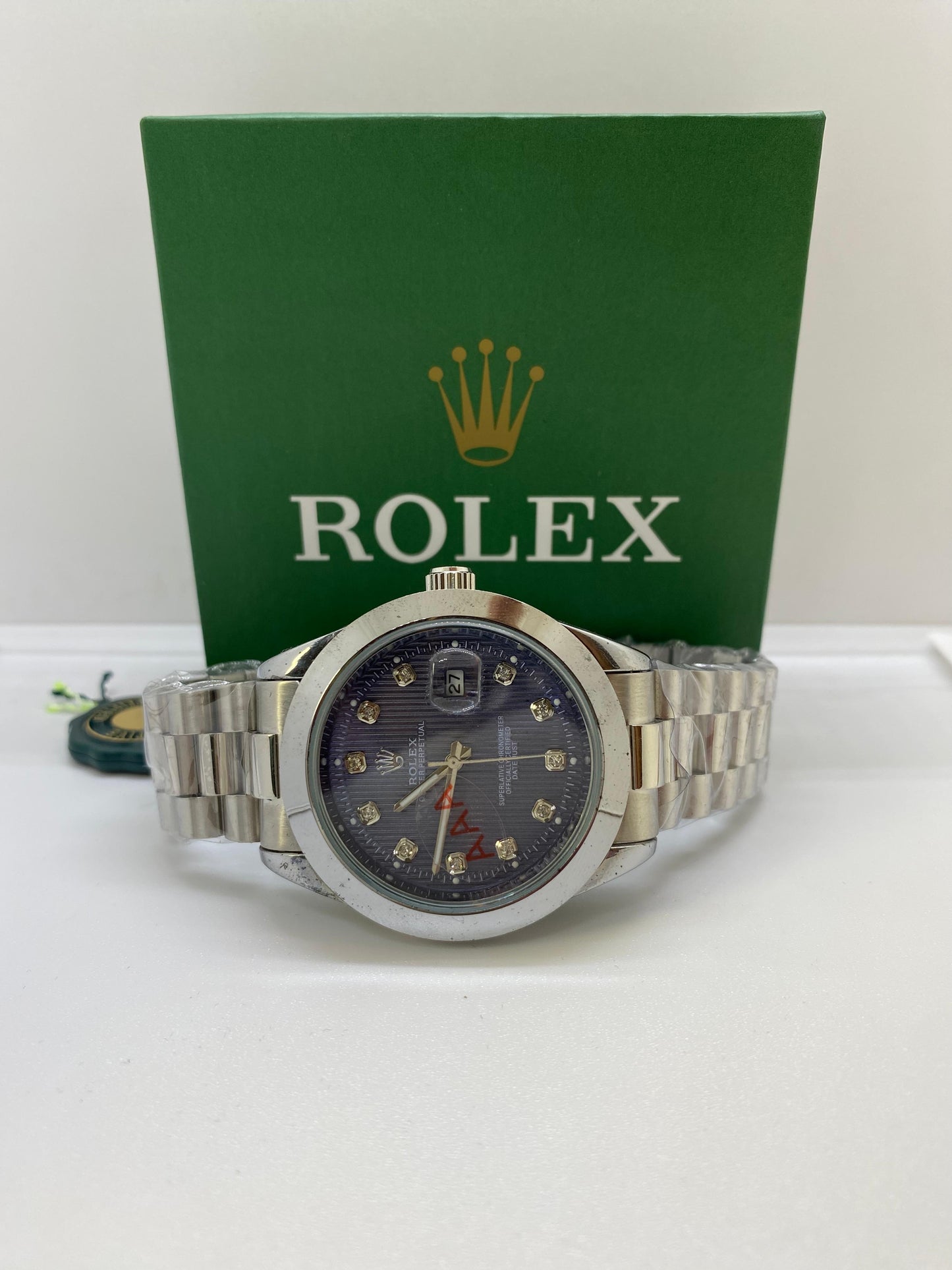 Rolex Oyster Perpetual Silver Blue Date