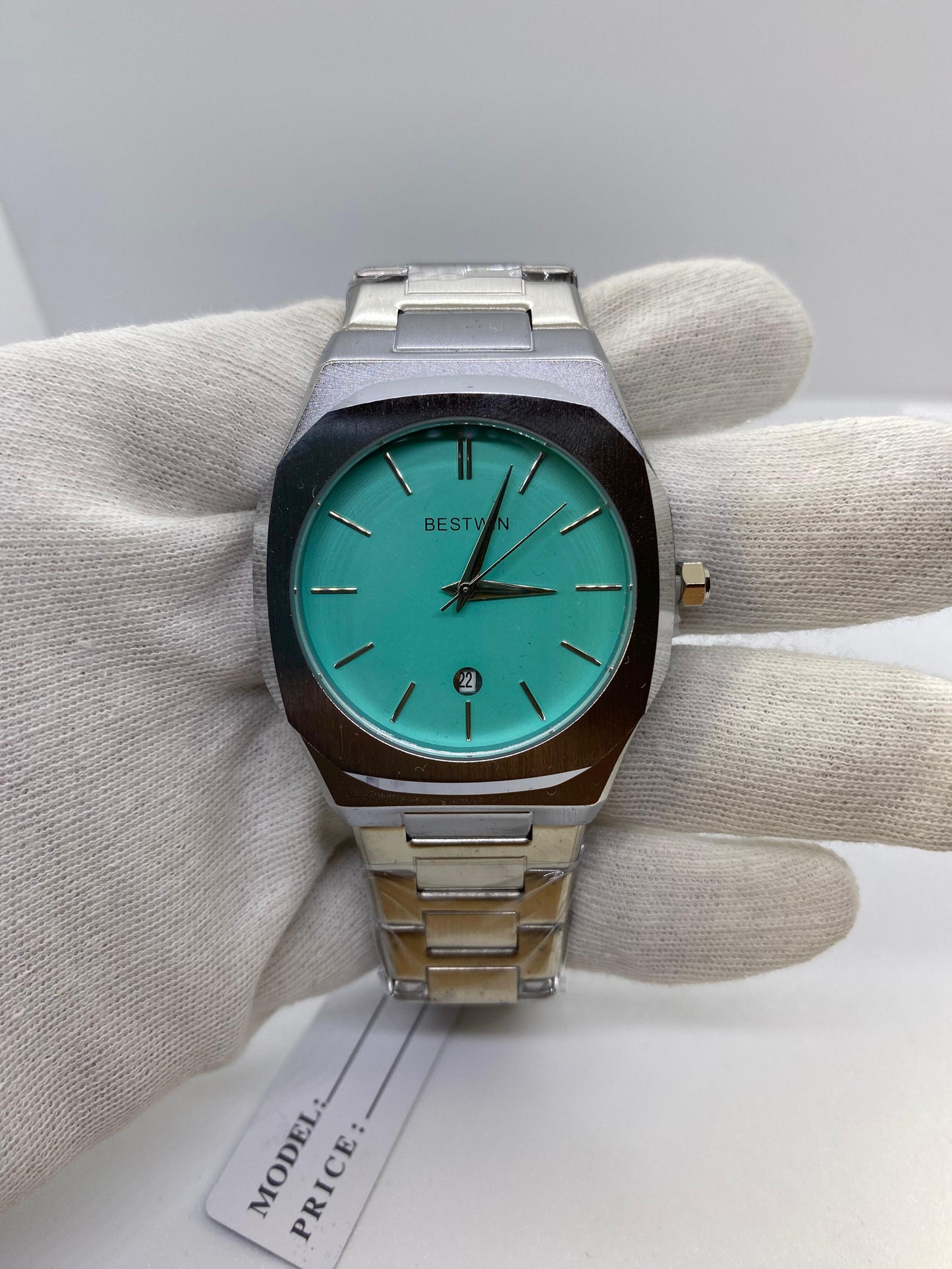 Bestwin Luxe Turquoise Dial Silver With Date