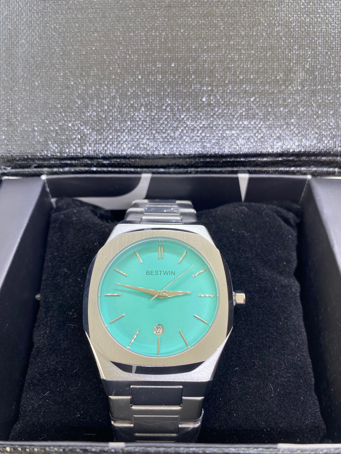 Bestwin Luxe Turquoise Dial Silver With Date