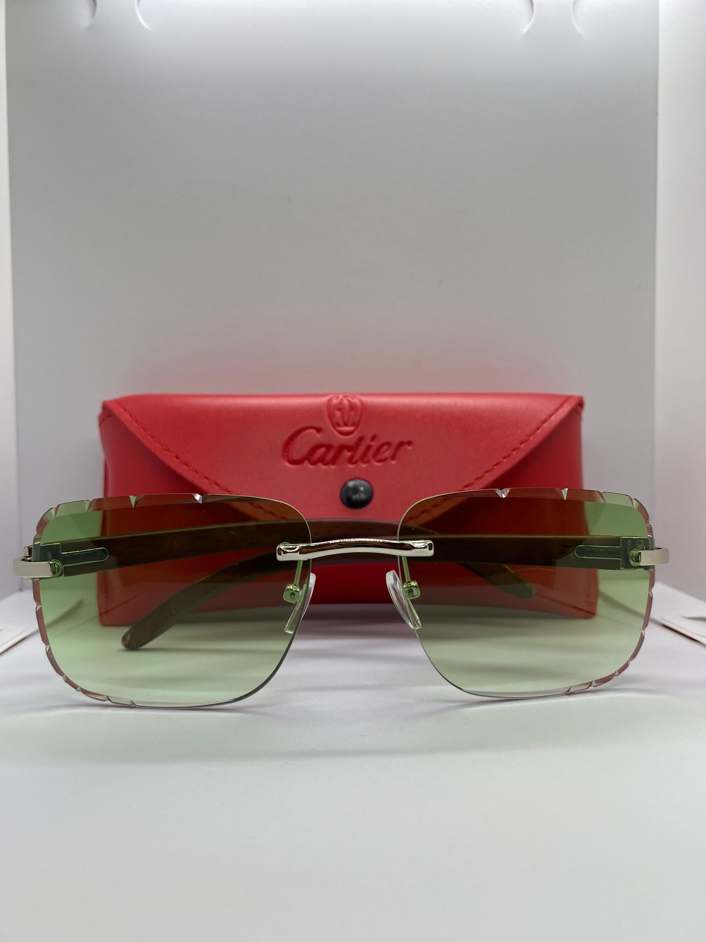 Cartier Horn Pine Green Gradien Lenses