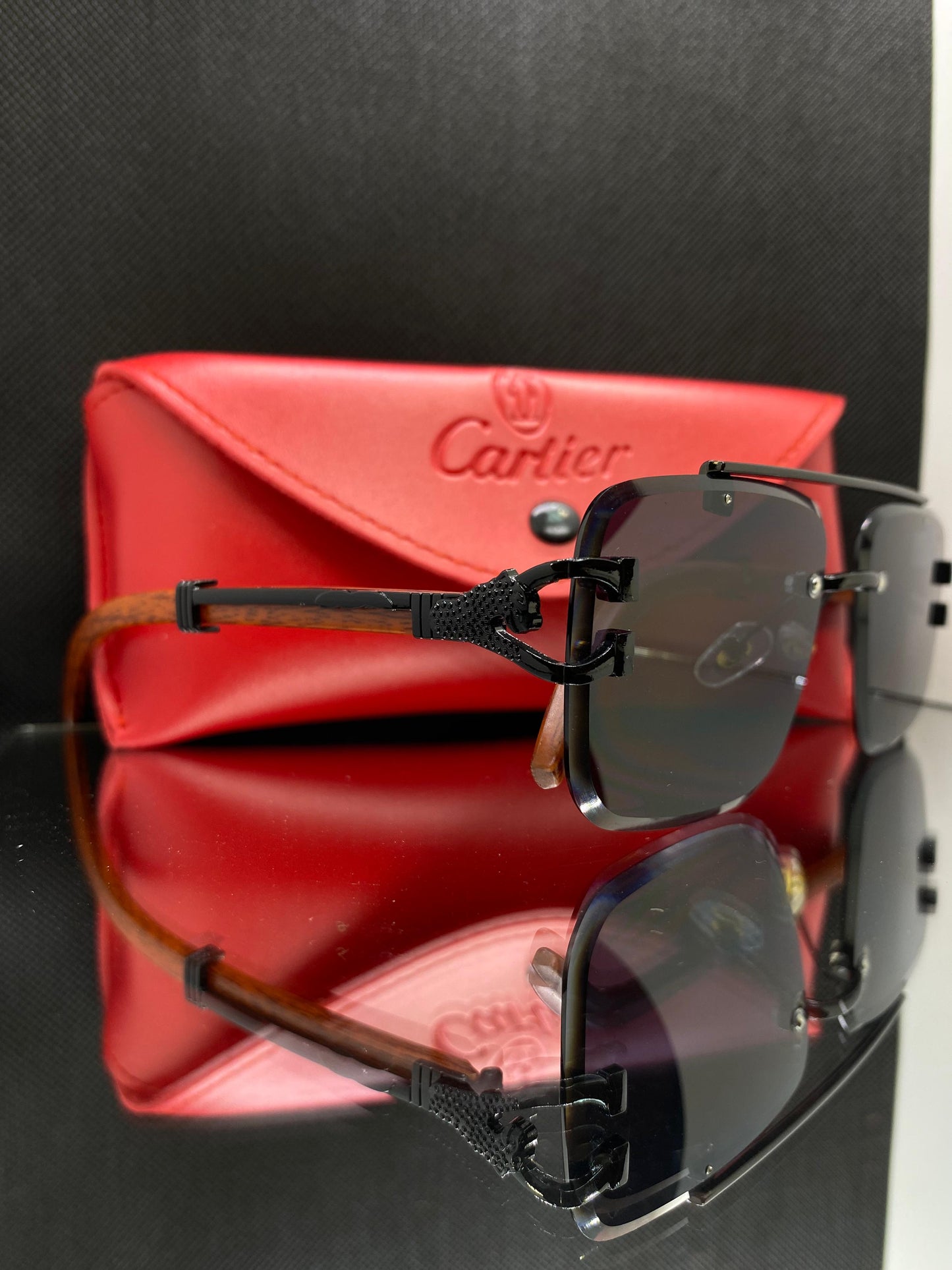 Cartier Royal Vision Black Leopard with Black Lenses