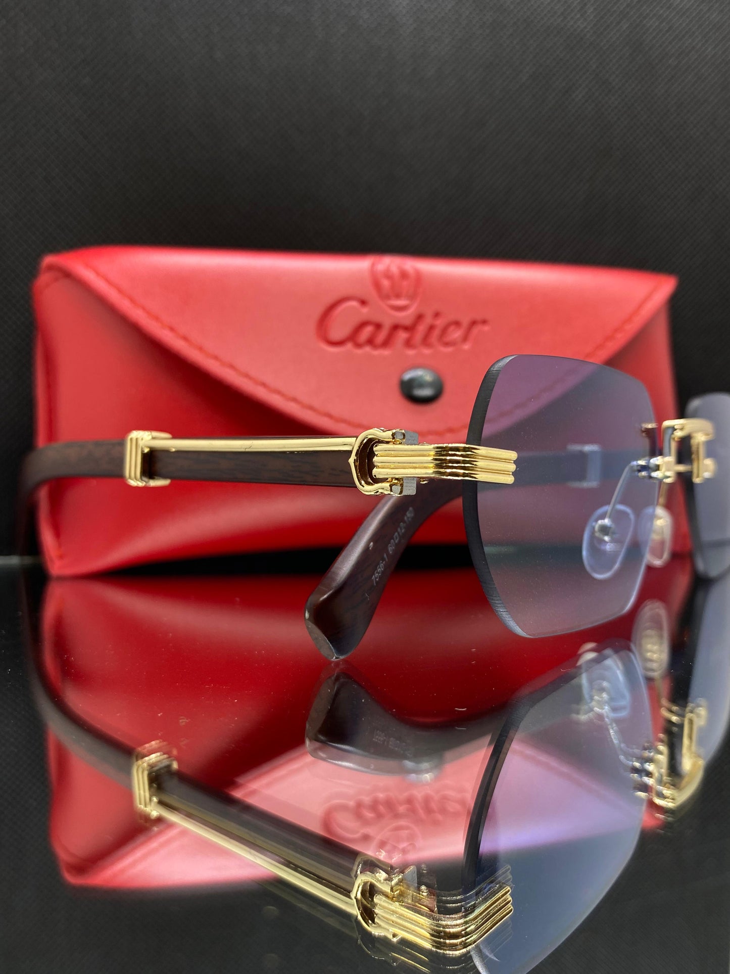 Cartier Triple Round Gold with Black Lenses