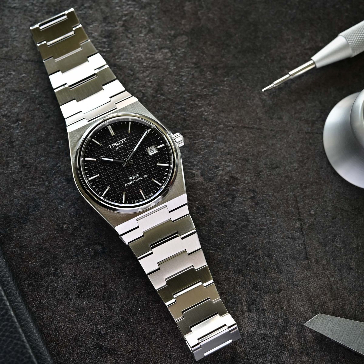 Tissot PRX  Black Dial & Silver Chain