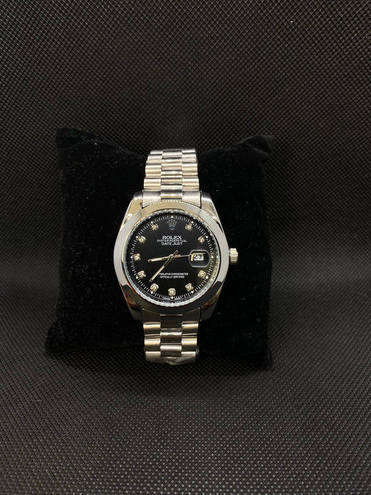 Rolex Oyster Perpetual Black Dial Elegance & Date Display