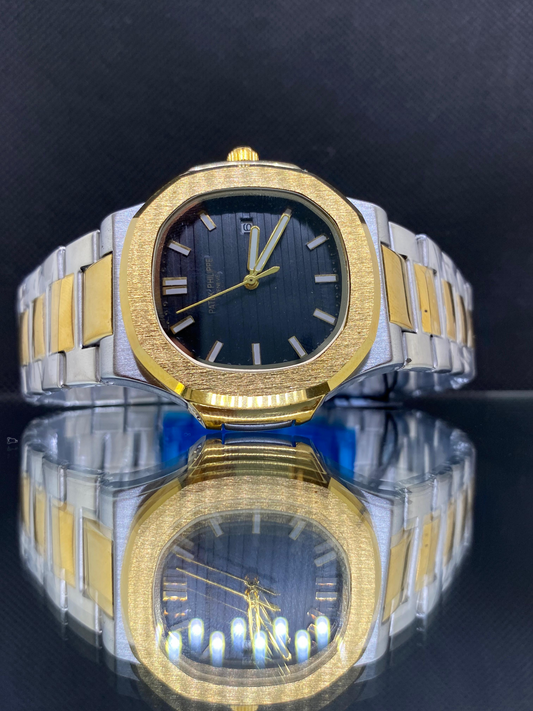 Patek Philippe Geneve Two Tone Black Dial or Date