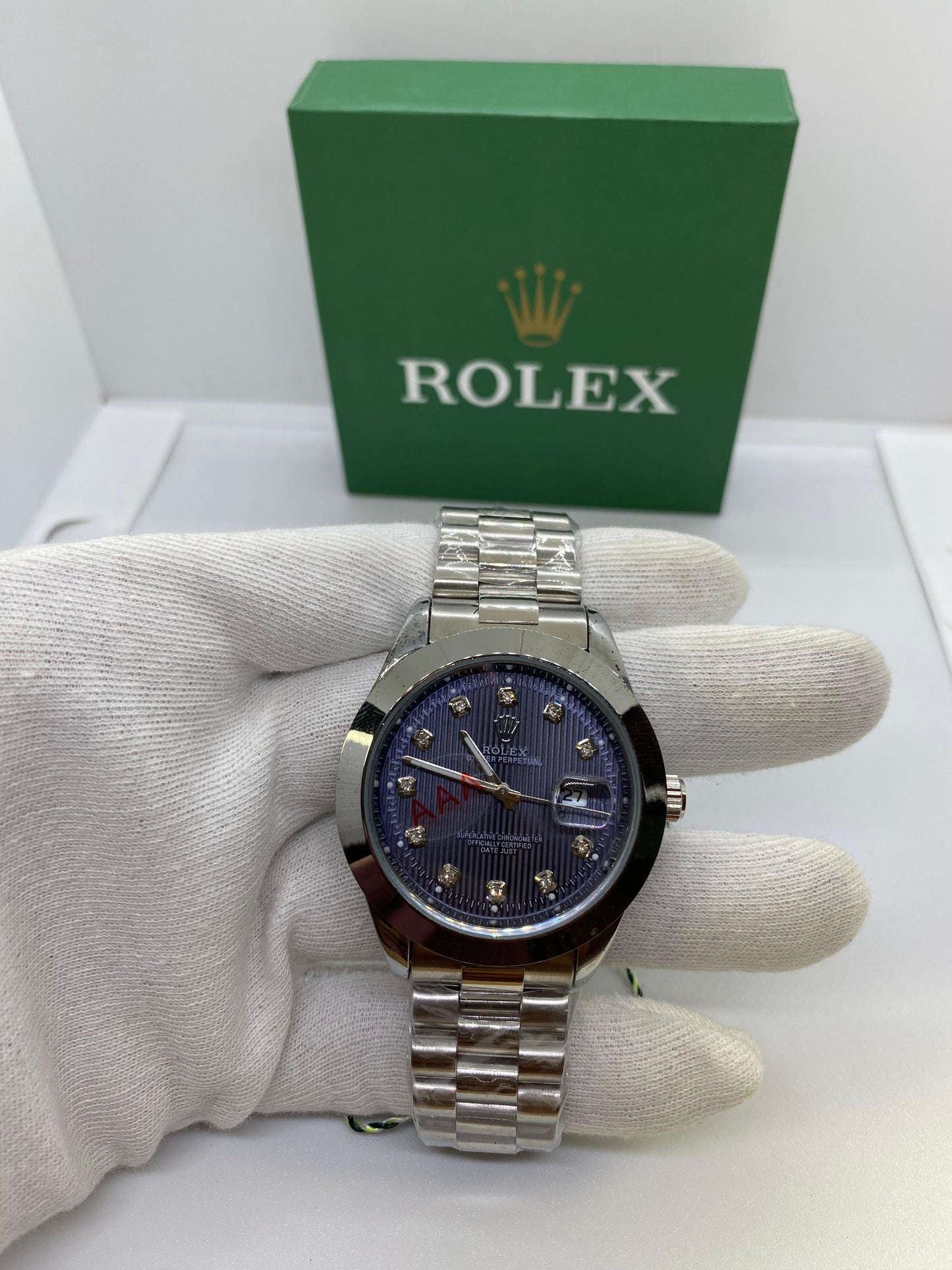 Rolex Oyster Perpetual Silver Blue Date