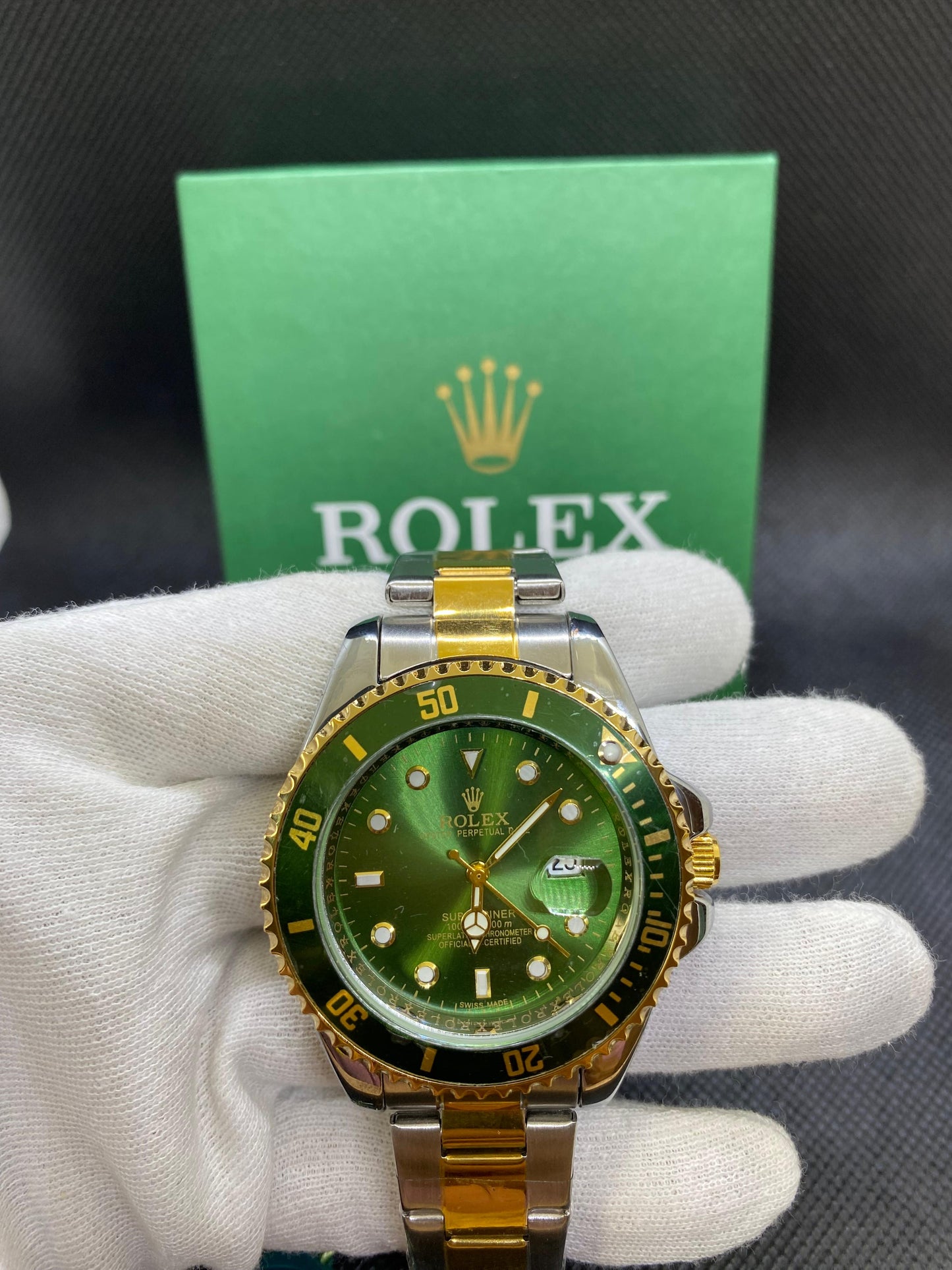 Rolex Submariner Two Tone Green Bezel