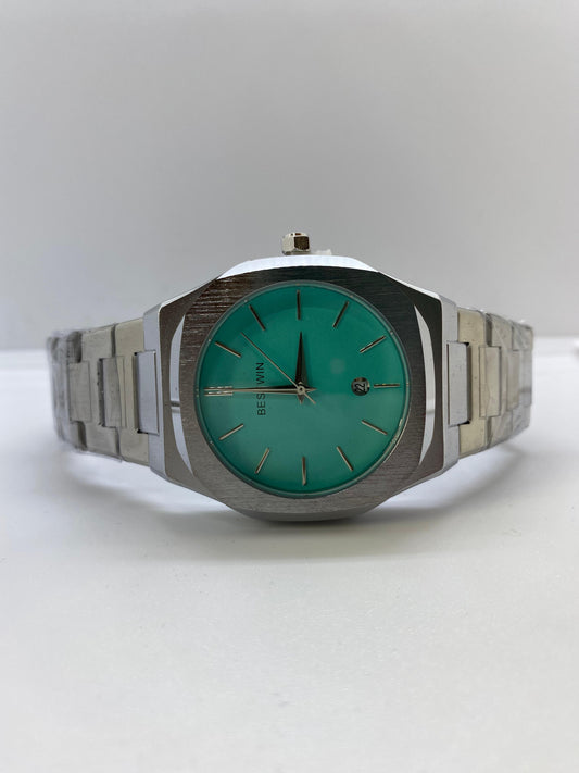 Bestwin Luxe Turquoise Dial Silver With Date
