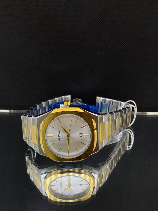 Bestwin Silver & Gold White Dial Date