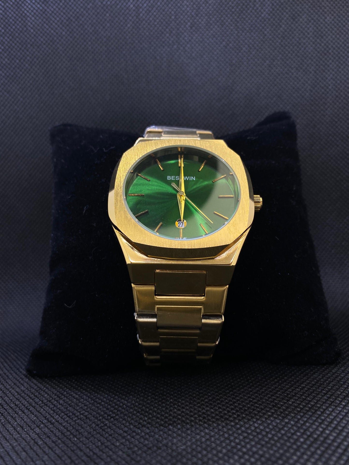 Bestwin Gold with Green Dial & date
