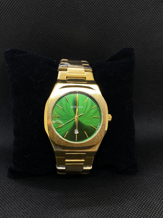 Bestwin Gold with Green Dial & date