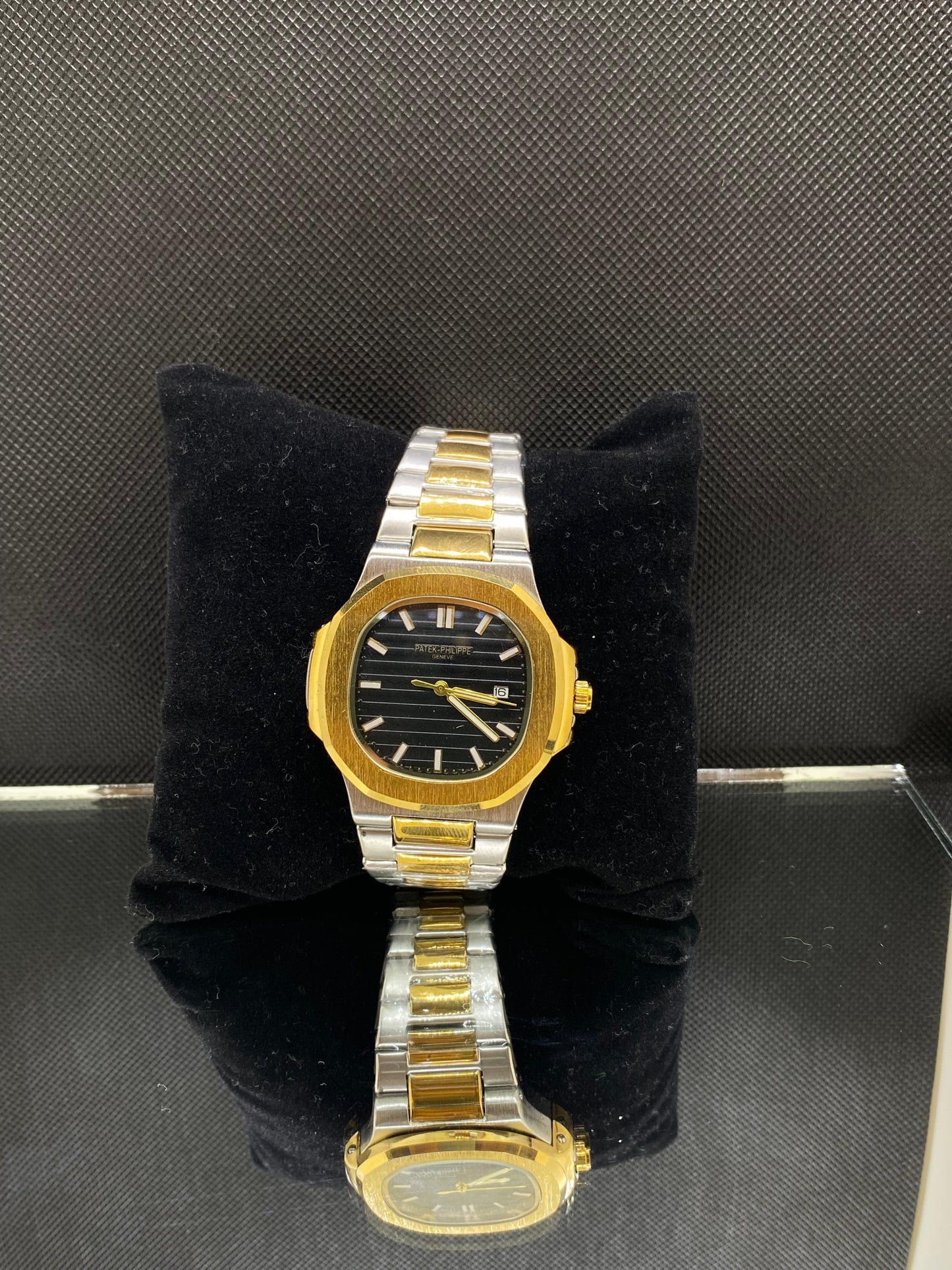 Patek Philippe Geneve Two Tone Black Dial or Date