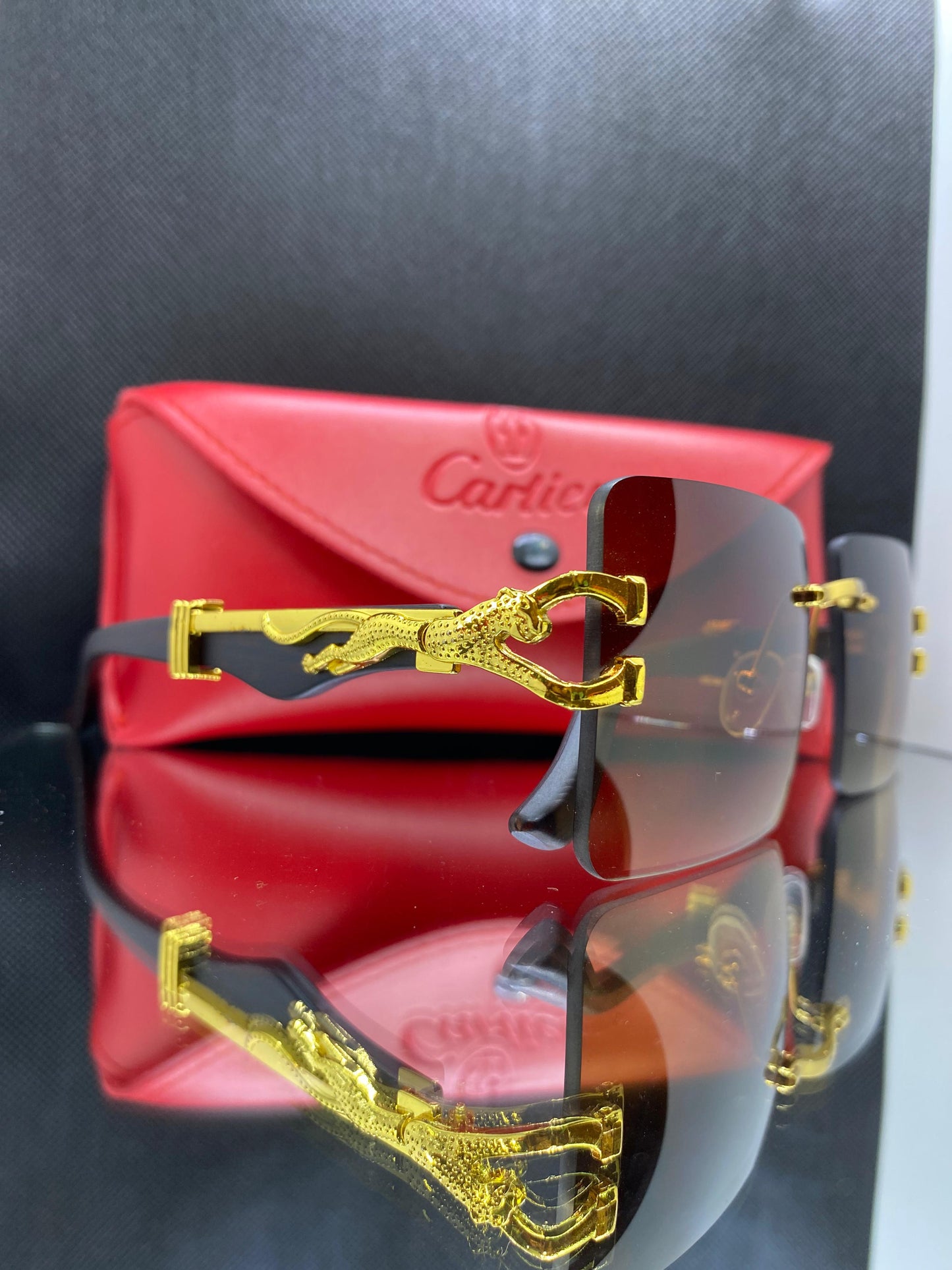 Cartier Gold Leopard Woody Brown Frame & Lenses