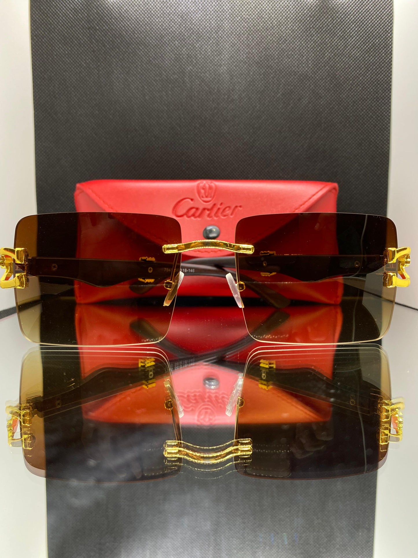 Cartier Gold Leopard Woody Brown Frame & Lenses