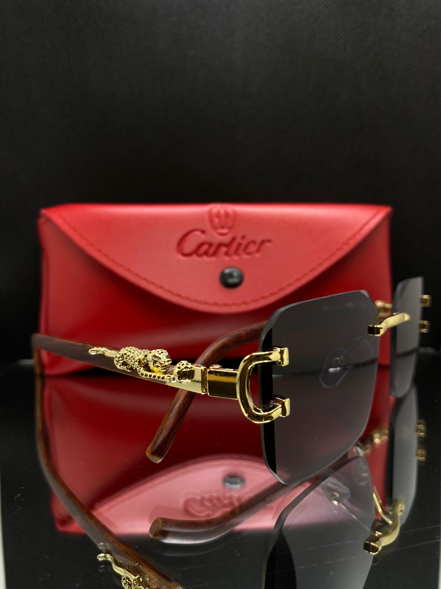 Cartier Golden Crown Loop with Black Lenses