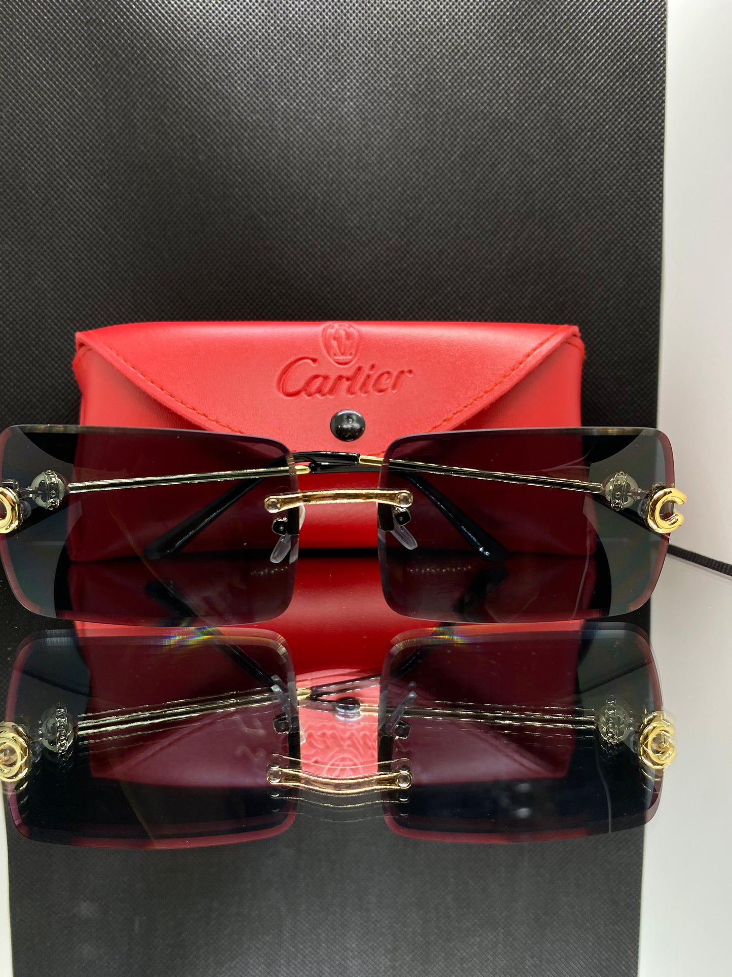 Cartier Golden Crown Loop With Black Lenses