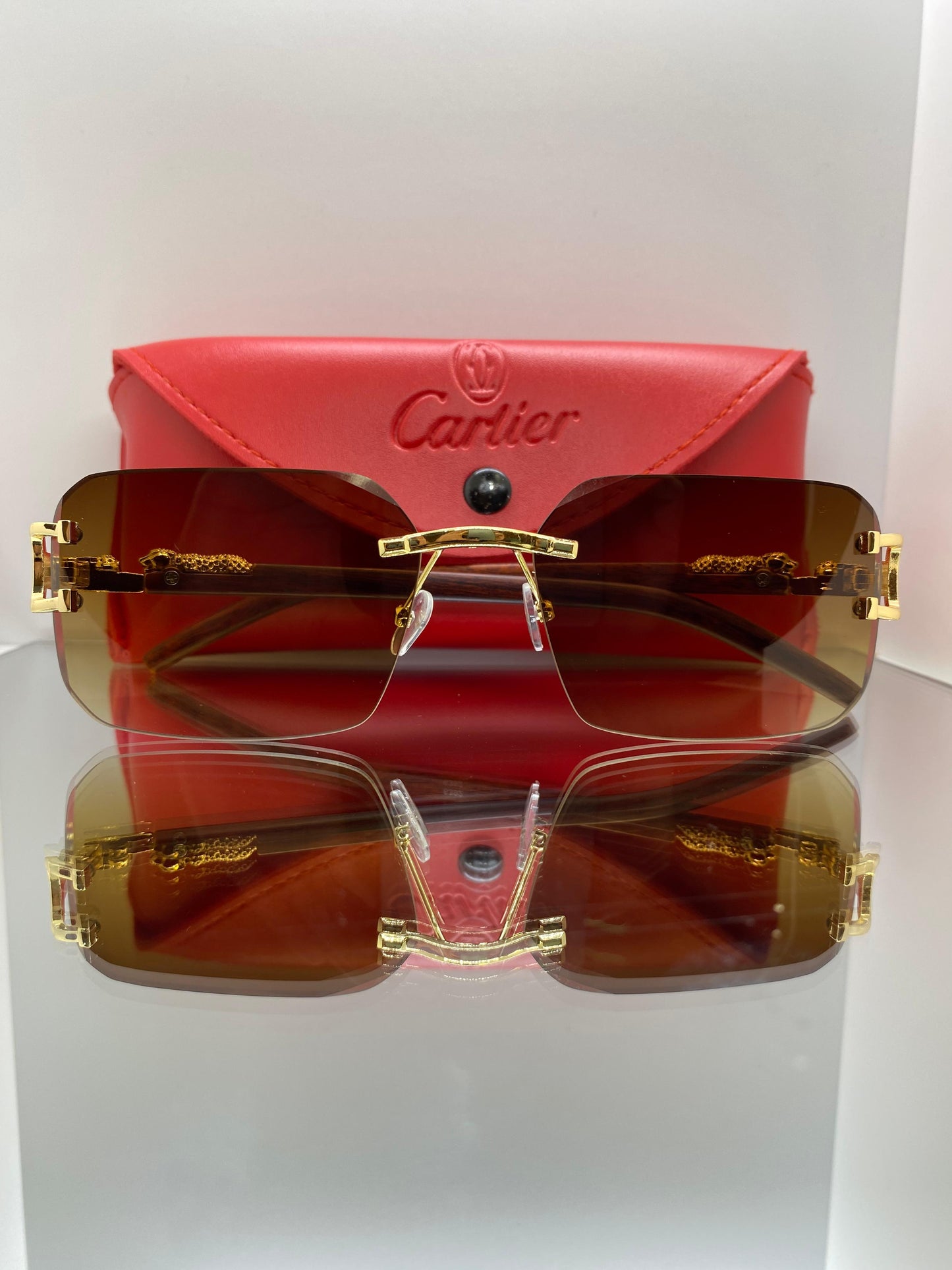 Cartier Gold Half Cut Leopard with Coffee Lenses