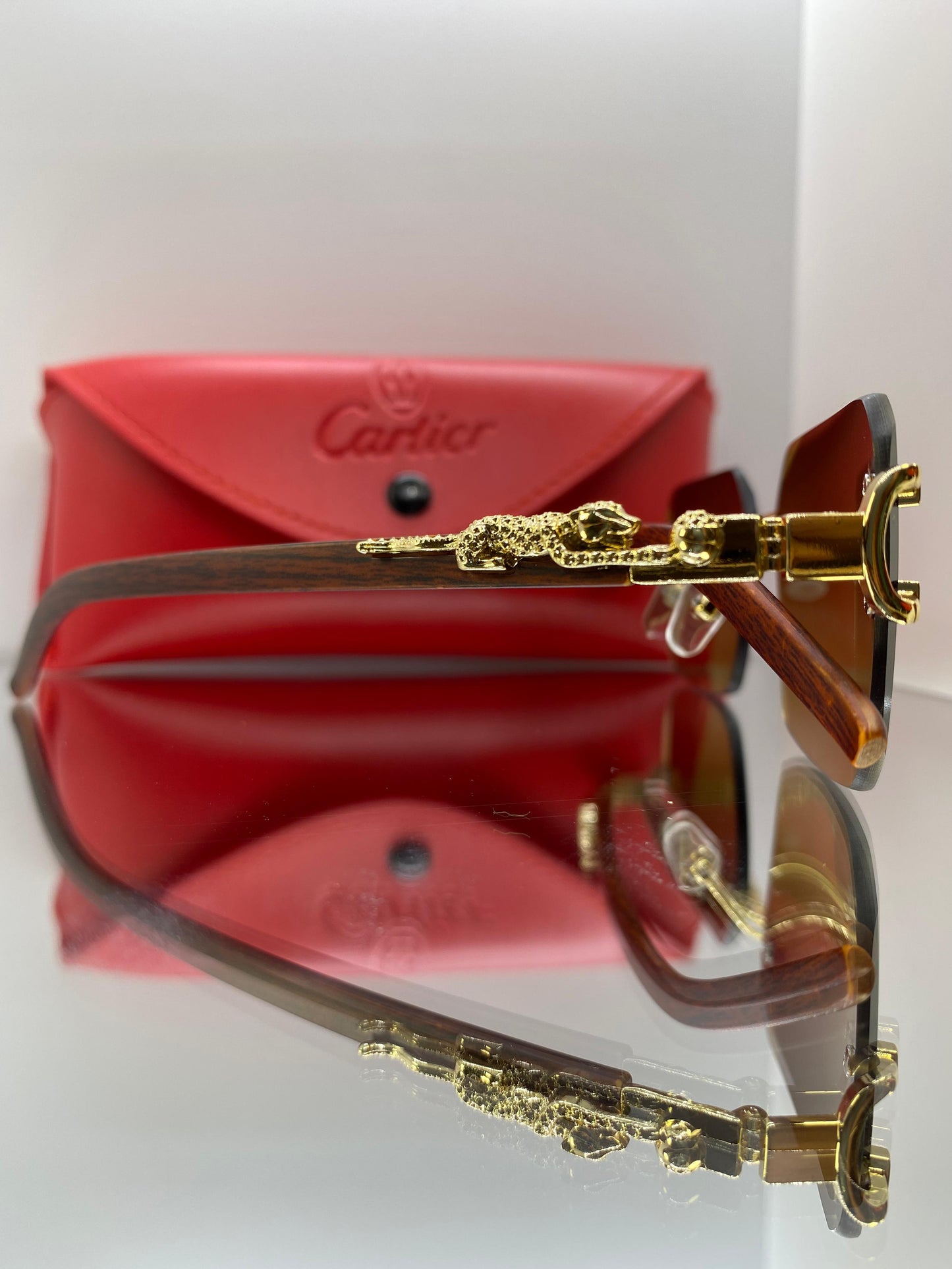 Cartier Gold Half Cut Leopard with Coffee Lenses