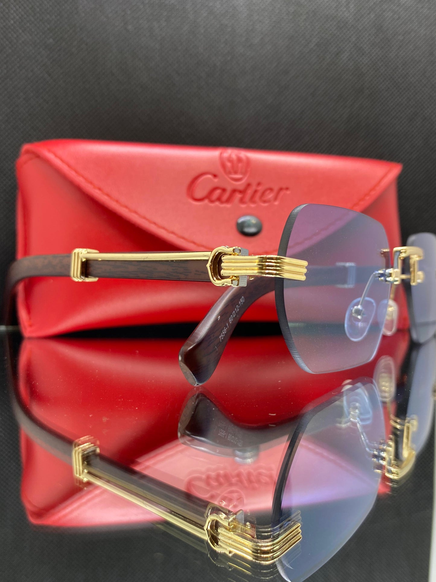 Cartier Triple Round Gold with Black Lenses